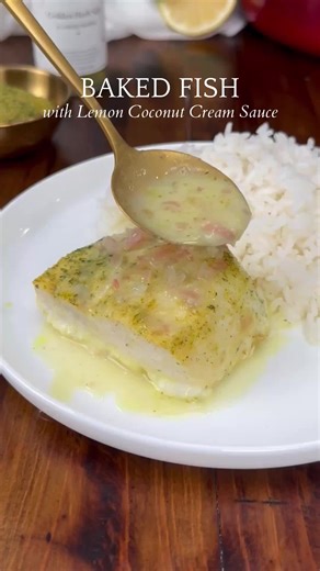 Baked Fish with Lemon Coconut Cream Sauce Recipe
