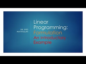 The Linear Programming : Lecture #1 Formulation
