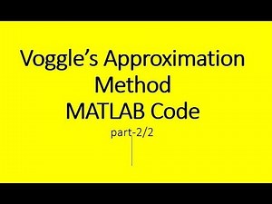 Matlab code for Voggle's Approximation method part-2/2