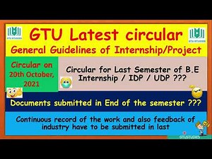 GTU circular of internship or project for 8th sem