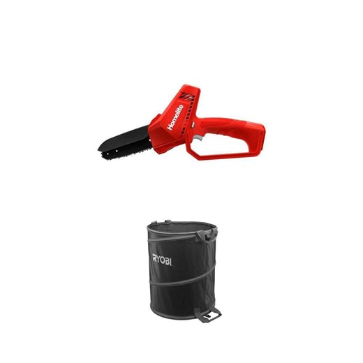 Lawn and Leaf Bag and 12V Lithium 6 in. Battery Pruning Mini Chainsaw Combo - The Home Depot