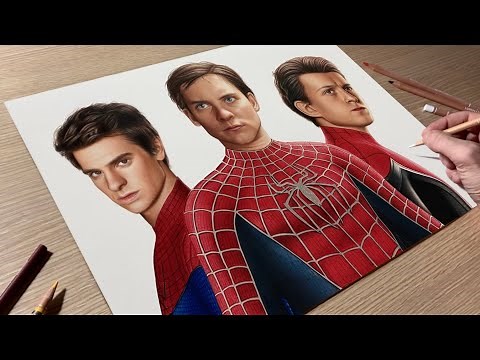 Drawing Spider-Man (Tobey Maguire, Andrew Garfield and Tom Holland) • Time Lapse