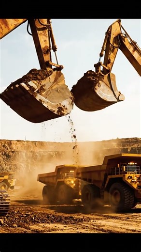 Massive Excavator Power: Loading Dump Trucks at the Mine! 🏗️💨