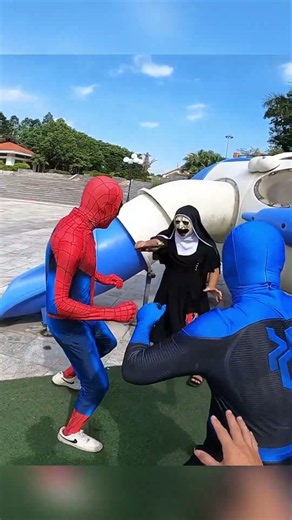 Who wins? Spider Hero POV vs Nun in the park ⚡ #spiderpov #pov