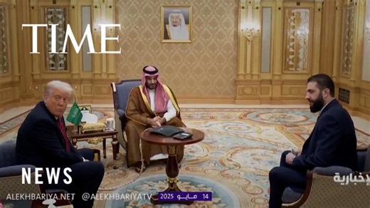 197K views · 939 reactions | President Donald Trump further solidified efforts to create a new relationship with Syria when he met with Syrian President Ahmed al-Sharaa in Riyadh on Wednesday morning. Saudi Crown Prince Mohammed bin Salman was also in attendance, while Turkish President Recep Tayyip Erdoğan joined remotely. https://ti.me/43t5Pgi | TIME | Facebook