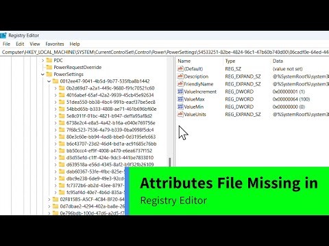 Attributes File missing in Registry Editor from Power Settings | Easy FIX