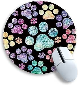 Cat Paw Round Mouse Pads for Desk, Funny Small Mousepad for Laptop Gaming, Stitched Edge Non-Slip Rubber Base, Cute Home Office Decor Desk Accessories Office Supplies Gift for Women Teen Girls
