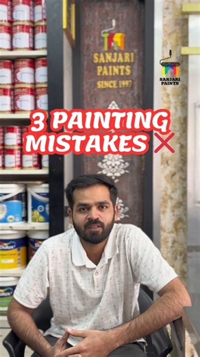 Sanjari Paints | Since 1997 on Instagram: "3 Common Painting Mistakes ❌ ​1️⃣ Furniture First: Paint shade hamesha furniture ke baad final karein. 2️⃣ No more 3 Light & 1 Dark wall. 3️⃣ Masking Tape: Switchboards, lights & furniture cover karna na bhoolein clean finish ke liye! ​Visit us for premium paints and expert advice! 📍Sanjari Paints, 27-28, Maharaja Complex, Shirpur. 📞 9922155374 ​#Shirpur #PaintingTips #HomeRenovation #HomeDecor #InteriorDesign Sanjari Paints Shirpur Best Paint Shop in