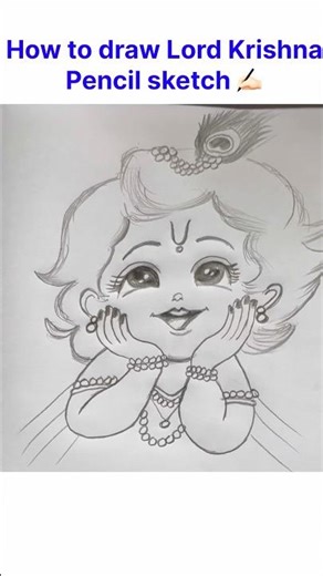 💙 🙏🏻Shree Krishna Pencil Sketch ✍🏻 | Very Easy Step by Step Drawing 😍 #Shorts