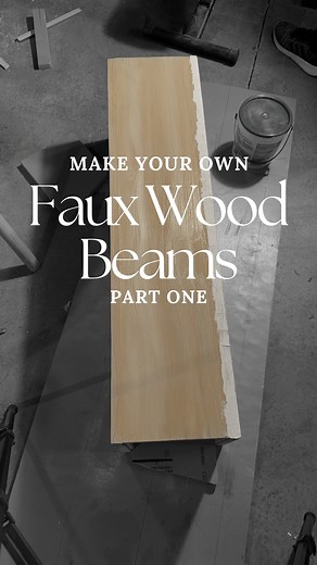 Hannah | The DIY Records on Instagram: "I’ve kept you waiting long enough—here’s Part 1 of building a pink foam insulation board faux wood beam. First, I picked up a 1-inch thick foam board from my local hardware store and carved wood grain details using a flathead screwdriver and a grill brush. I added knots, grooves, and texture to give it a realistic, weathered look. Next, I painted it with Accessible Beige by Sherwin-Williams to prep the surface for staining. To assemble, I used foam molding