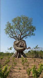 Giant Python Wraps an Elephant Around a Tree | Realistic Jungle Wildlife Scene