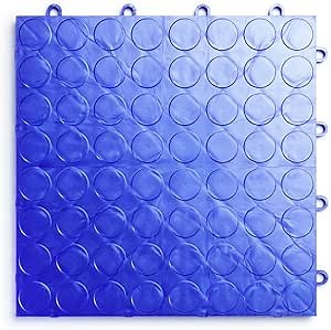 RaceDeck CircleTrac, Interlocking Non-Slip Garage Flooring Tile, Durable, Modular, Heavy-Duty Copolymer, Easy Install (Royal Blue, 48 Pack of 12 x 12" Tiles)