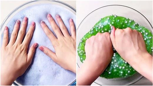 Soft slime press and crunchy bead stretch ASMR