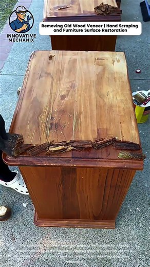 Removing Old Wood Veneer | Hand Scraping and Furniture Surface Restoration