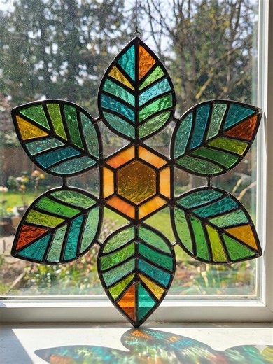 Snowflake Stained Glass Pattern, Geometric Suncatcher Template, Stained Glass PDF SVG - Etsy