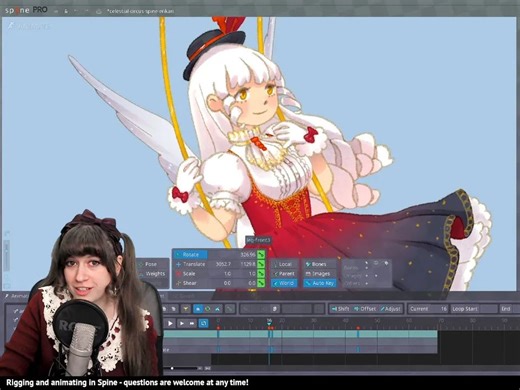 Twitch: 如何在Spine中给角色配置物理效果 [面部绑定、裙子、摆动、动画]