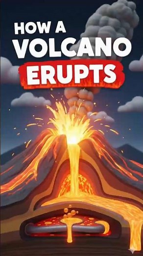 Volcano Eruption Explained in 32 Seconds | Fun Science for Kids #3danimation #educationalshorts