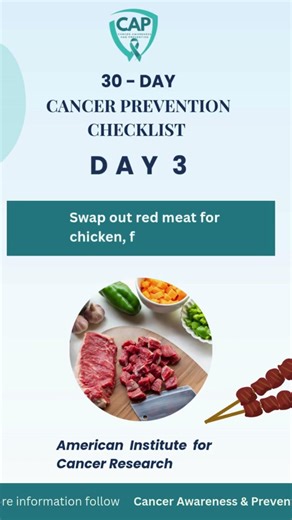 Day 3 of healthy habbits checklist to reduce cancer risk