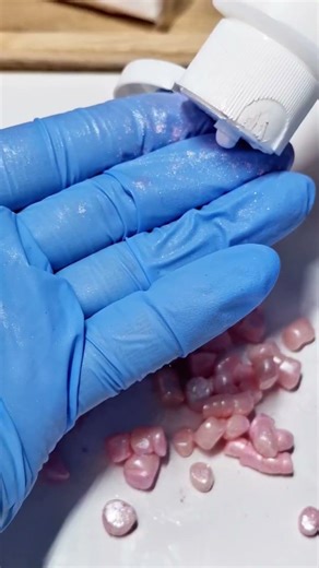 Romantic polymer clay earrings made with Cernit Translucent Rose Quartz