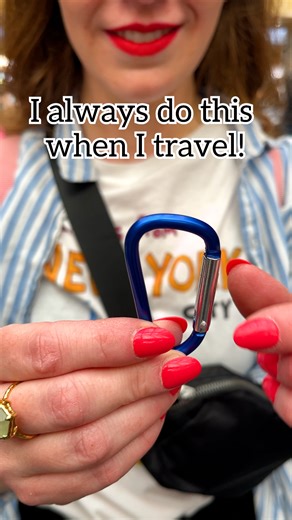Lauren's Viral Travel Tip! 💁‍♀️ Easy safety tip for crowded places! A simple carabiner can be a quick deterrent from pickpockets when traveling! #travel #tourism #safety #beltbag | Jeff & Lauren