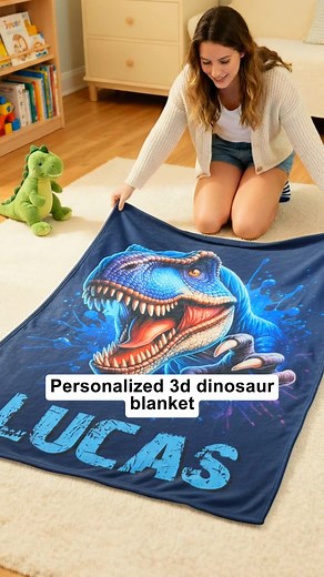 Get cozy in style with this Personalized Dinosaur Throw Blanket! This ultra-soft dinosaur blanket sparks imagination while keeping them warm. Their very own dinosaur world awaits! 🦖💫 | Callie Gifts