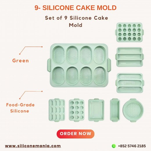 9- Silicone Cake Mold. You can purchase this item from our website link that is attached below! 👇 https://www.siliconemania.com/products/silicone-cake-mold Material: The silicone cake molds are ideal for using in stoves, or dishwashers since they can tolerate high temperatures such as 446°F/230°C without dissolving or warping. Easy to Use: To produce the product, simply pour the raw materials into this cake mold. Food may be easily demolded, twisted, pushed out with light pressure, and is sturd