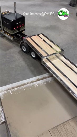 RC tractor trailer with all the custom upgrades and a sweet step deck trailer