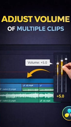 Adjust Multiple Audio Clips at Once - DaVinci Resolve #davinciresolve #tutorial #shorts