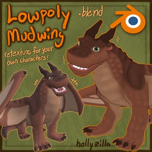 Mudwing Low Poly 3d Blender Model - Wings of Fire - Etsy