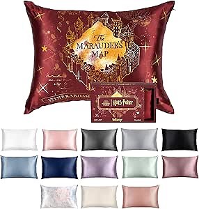 Blissy Silk Pillowcase - 100% Pure Mulberry Silk - 22 Momme 6A High-Grade Fibers - Silk Pillow Cover for Hair & Skin - Regular, Queen & King (Harry Potter - Marauder's Map, King)
