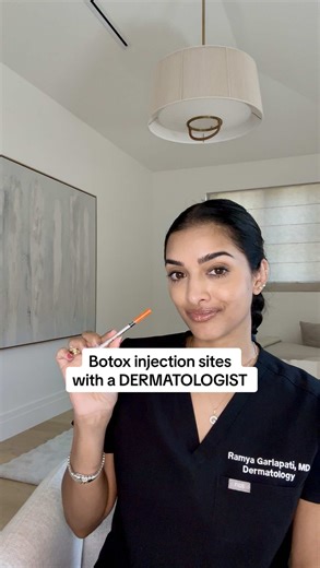 Areas that I inject myself with Botox as a dermatologist. Keep in mind injection sites vary based on an individual’s anatomy & concerns. #botox #antiaging #wrinkles