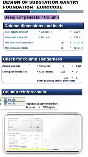 Design of pedestal / Column for Substation Gantry Foundation design in Eurocode #foundationdesign