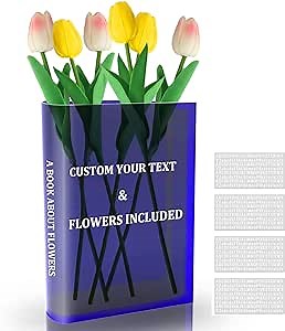 Book Vase with Flowers - Creative Gift for Flowers & Book Lover, Unique Book Shaped Flower Vase for Birthday,Mother's Day, Housewarming,Wedding,Party & Home Decor, Perfect to Hold Flowers Or Greenery