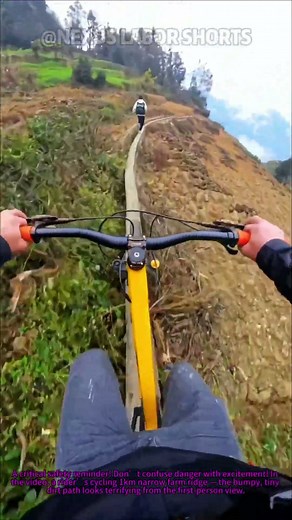 Safety Alert! Cycling 1km Narrow Farm Ridge — Extremely Risky #CyclingSafety #OutdoorHazards