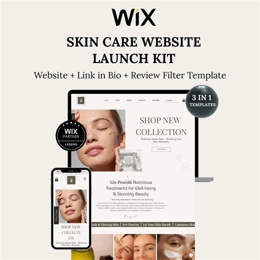 Skincare Website Template for Wix – Beauty Spa, Esthetician, Skin Clinic, Cosmetics Brand Business Template - Etsy Australia