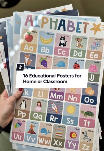 I am so excited to put these up! 😍 Such a fun and affordable way to add learning into our space. These learning posters are perfect for teachers, playrooms, or homeschool setups. They would also make a great Christmas gift for littles! #toddlerlearning #toddlermom #toddleractivities #teachersoftiktok #homeschool