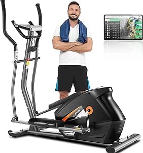 FUNMILY Elliptical Exercise Machine, Elliptical Machine for Home Use with LCD Monitor & Heart Rate Sensor, 10 Level Resistance Magnetic Elliptical Trainer Max 390 Lbs Weights Capacity