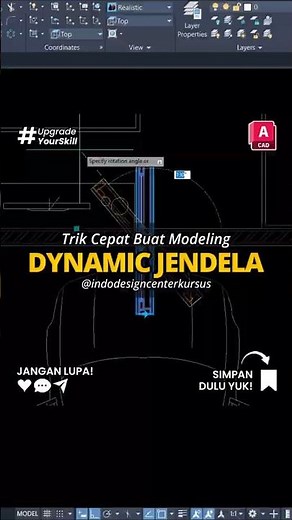 Cuma 1 Menit! Cara Cepat Bikin Dynamic Block Jendela di AutoCAD. #autocad #denahrumah #desainrumah