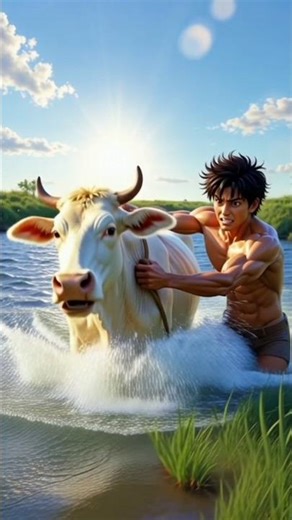 "Brave Human Saves The Innocent Cow,, #jenniestory #cartoon #minimax #ytshorts