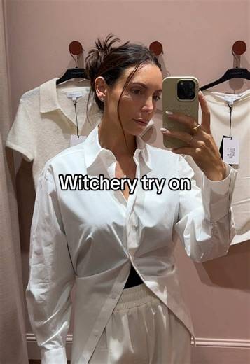 I’ve seen so many videos of the @St. Agni designed @Witchery white shirt and when I saw @Donny Galella- Stylist style it I knew I had to have it. This is the back button detail OCRF shirt in size 6. I also tried on a few other pieces and am considering going back for that last crew neck jumper. What do you think? #witchery #whiteshirt #tryon