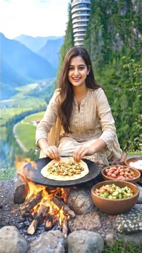 Village Girl Cooking on Open Fire in the Mountains | Pure Nature Life