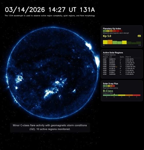 Sun 24 Hour Timelapse | Iron VIII & XXI / 131 Å | UV (March 14, 2026) #shorts