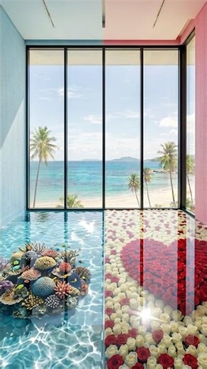 IMPRESSING ROSE & SEA EPOXY FLOOR 🌊 #epoxyfloor #shorts #viralshorts