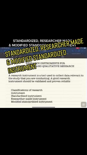 STANDARDIZED, RESEARCHER MADE & MODIFIED STANDARDIZED INSTRUMENT #docedpadama #researchwriting #researchtips #research #learnontiktok #edutok #fypシ