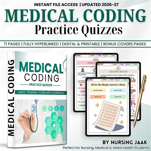 Medical Coding Practice Quizzes Bundle | ICD-10 CPT Cheat Sheets | Anatomy & Medical Terminology PDF | 71+ Page Printable Coding Reference - Etsy Australia