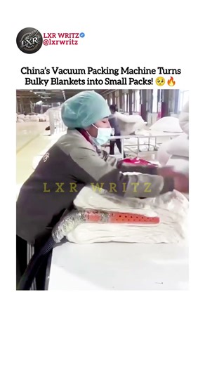 China's Vacuum Packing Machine Turns Bulky Blankets into Small Packs!
