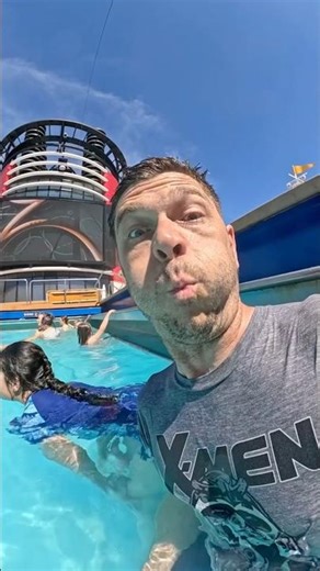 Swimming in a pool on the ocean Disney wonder cruise