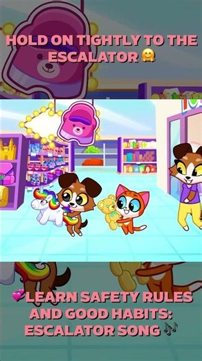 Magic stairs for toddlers! Escalator goes up and down! safety song for babies #forkids #purrpurr