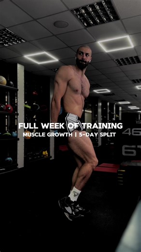 Full Week of Training for Muscle Growth My strongest, most productive block yet 💪🏼 While shit gets more difficult as you advance in your gym life, this one seemed to eek out more growth than a lot of my previous programmes ➡️ 5 days - splitting the body in half ➡️ Weaker points hit 3x a week, strong points 2x a week ➡️ Majority of sets in 4-8 rep range, some in 8-12 ➡️ 4-6 sets per muscle, per session ➡️ A LOT of progressive overload
