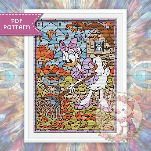 Daisy Cross Stitch Pattern. Stained Glass Xstitch Chart PDF. for Pattern Keeper - Etsy